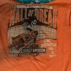 3/$25 ✨ Womens Harley Davidson Wall of Death Custom Chopped Shirt